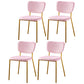 Scandinavian Style Metal Chair Set Kitchen Open Back Stackable Side Chairs Pink 4 Piece Set Brass Gold Clearhalo ' kitchen&dining_furn' 'Dining Chairs' 'Dining Tables & Seating' 'dining_chair' 'furn' 'furn_dining_chair' 'Furniture' 'furniture_dining_chair' 'Kitchen & Dining Furniture' 'kitchen' 3853892