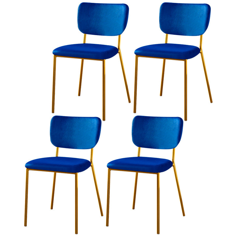 Scandinavian Style Metal Chair Set Kitchen Open Back Stackable Side Chairs Blue 4 Piece Set Brass Gold Clearhalo ' kitchen&dining_furn' 'Dining Chairs' 'Dining Tables & Seating' 'dining_chair' 'furn' 'furn_dining_chair' 'Furniture' 'furniture_dining_chair' 'Kitchen & Dining Furniture' 'kitchen' 3853895