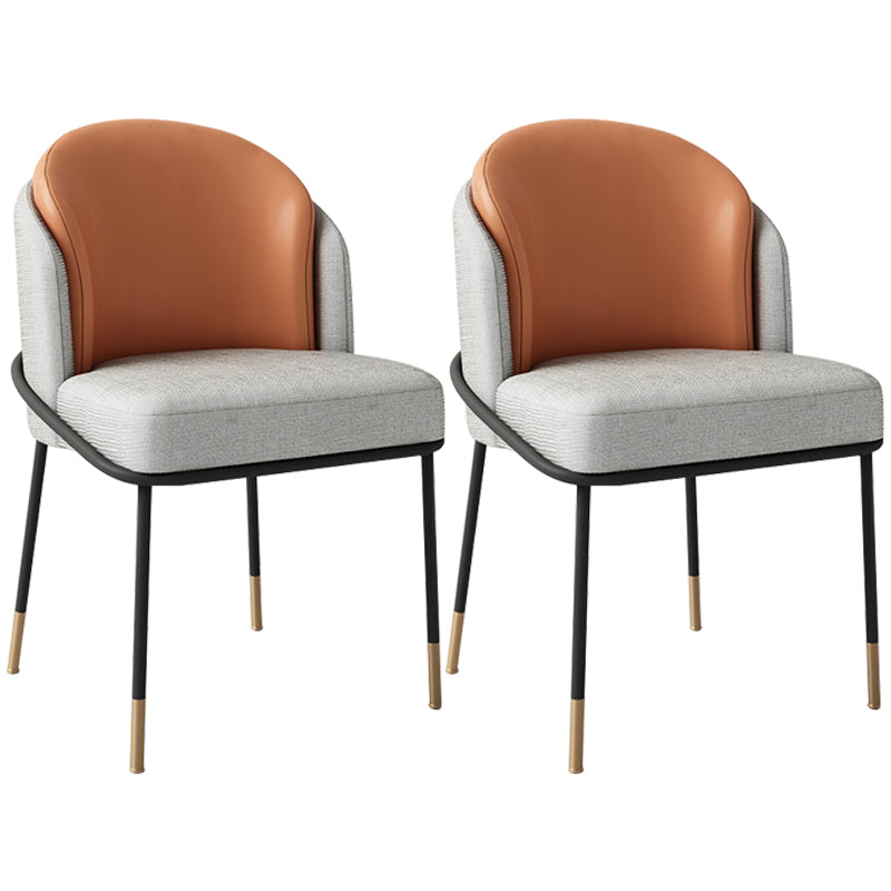 Scandinavian Style Upholstered Side Chairs Solid Back Armless Dining Chairs for Home Orange 2 Piece Set Clearhalo ' kitchen&dining_furn' 'Dining Chairs' 'Dining Tables & Seating' 'dining_chair' 'furn' 'furn_dining_chair' 'Furniture' 'furniture_dining_chair' 'Kitchen & Dining Furniture' 'kitchen' 3853898
