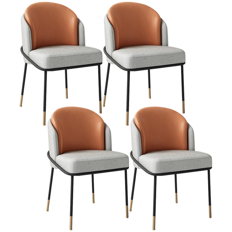 Scandinavian Style Upholstered Side Chairs Solid Back Armless Dining Chairs for Home Orange 4 Piece Set Clearhalo ' kitchen&dining_furn' 'Dining Chairs' 'Dining Tables & Seating' 'dining_chair' 'furn' 'furn_dining_chair' 'Furniture' 'furniture_dining_chair' 'Kitchen & Dining Furniture' 'kitchen' 3853900