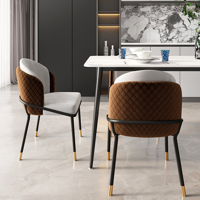 Scandinavian Style Upholstered Side Chairs Solid Back Armless Dining Chairs for Home Clearhalo ' kitchen&dining_furn' 'Dining Chairs' 'Dining Tables & Seating' 'dining_chair' 'furn' 'furn_dining_chair' 'Furniture' 'furniture_dining_chair' 'Kitchen & Dining Furniture' 'kitchen' 3853901