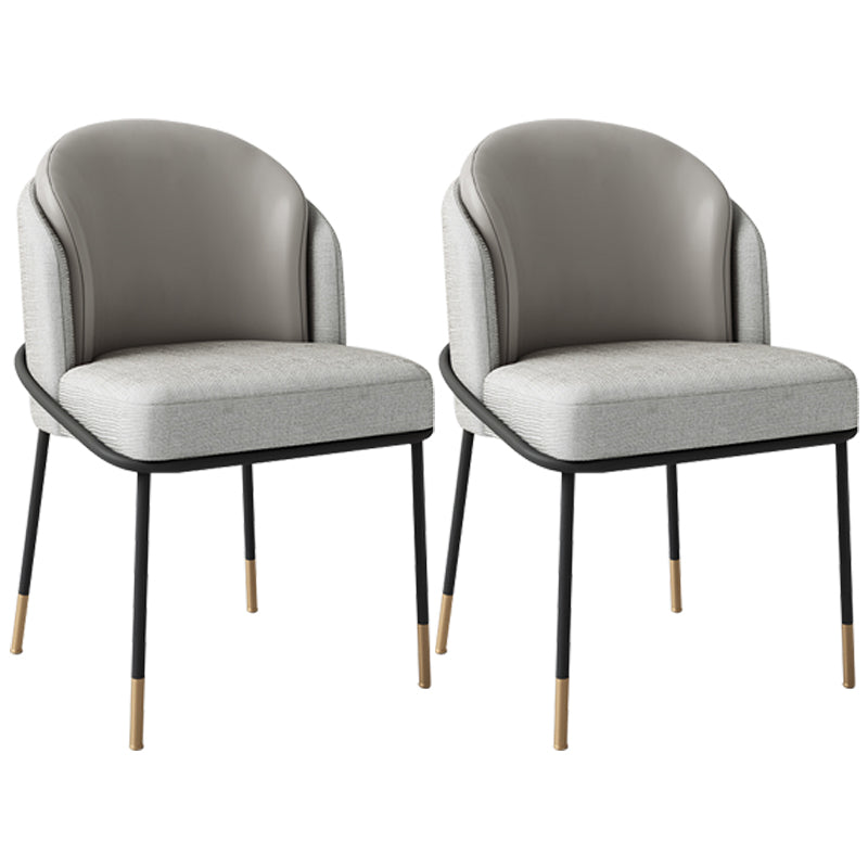 Scandinavian Style Upholstered Side Chairs Solid Back Armless Dining Chairs for Home Grey 2 Piece Set Clearhalo ' kitchen&dining_furn' 'Dining Chairs' 'Dining Tables & Seating' 'dining_chair' 'furn' 'furn_dining_chair' 'Furniture' 'furniture_dining_chair' 'Kitchen & Dining Furniture' 'kitchen' 3853904