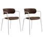 Contemporary Metal Dining Room Chairs Open Back Dining Side Arm Chair for Home Use Brown 2 Piece Set Clearhalo ' kitchen&dining_furn' 'Dining Chairs' 'Dining Tables & Seating' 'dining_chair' 'furn' 'furn_dining_chair' 'Furniture' 'furniture_dining_chair' 'Kitchen & Dining Furniture' 'kitchen' 3853915