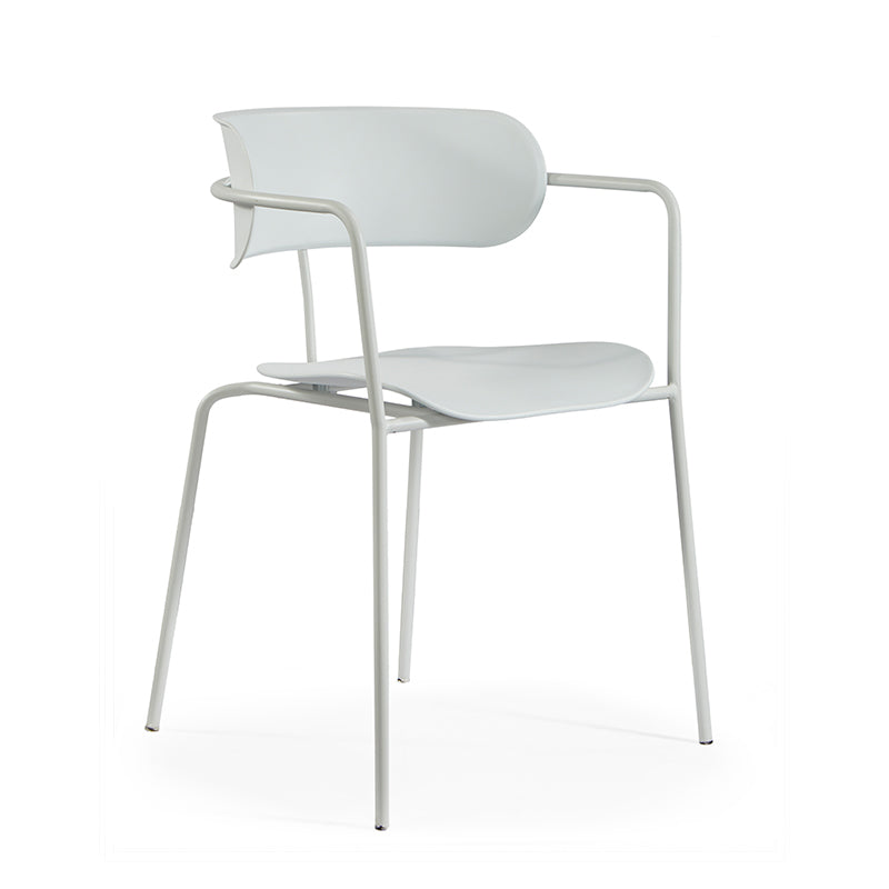 Contemporary Metal Dining Room Chairs Open Back Dining Side Arm Chair for Home Use White 1 Piece Clearhalo ' kitchen&dining_furn' 'Dining Chairs' 'Dining Tables & Seating' 'dining_chair' 'furn' 'furn_dining_chair' 'Furniture' 'furniture_dining_chair' 'Kitchen & Dining Furniture' 'kitchen' 3853918