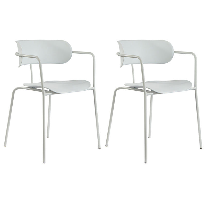 Contemporary Metal Dining Room Chairs Open Back Dining Side Arm Chair for Home Use White 2 Piece Set Clearhalo ' kitchen&dining_furn' 'Dining Chairs' 'Dining Tables & Seating' 'dining_chair' 'furn' 'furn_dining_chair' 'Furniture' 'furniture_dining_chair' 'Kitchen & Dining Furniture' 'kitchen' 3853920