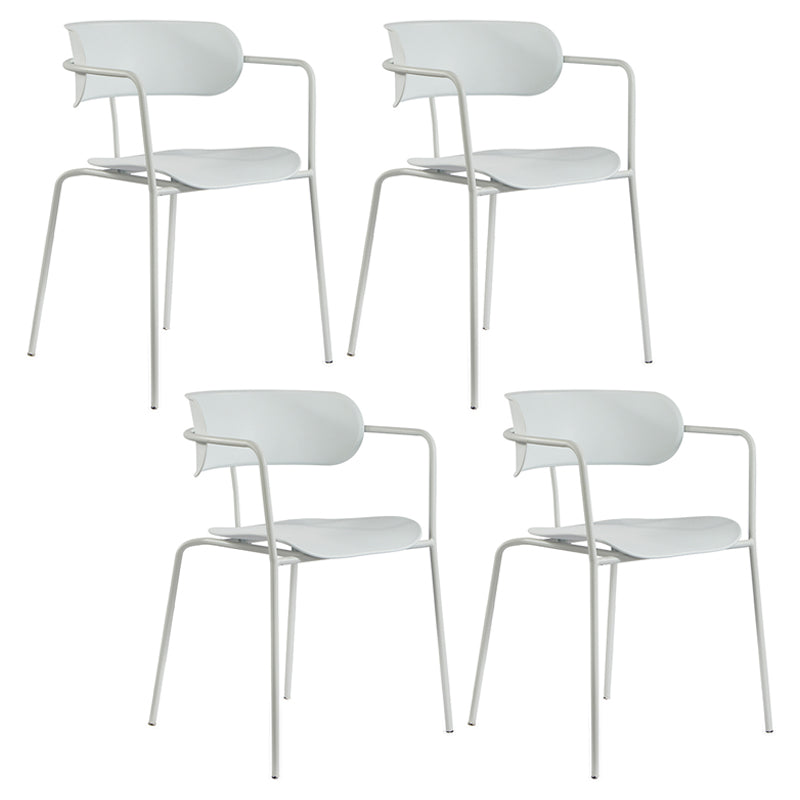 Contemporary Metal Dining Room Chairs Open Back Dining Side Arm Chair for Home Use White 4 Piece Set Clearhalo ' kitchen&dining_furn' 'Dining Chairs' 'Dining Tables & Seating' 'dining_chair' 'furn' 'furn_dining_chair' 'Furniture' 'furniture_dining_chair' 'Kitchen & Dining Furniture' 'kitchen' 3853922