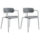 Contemporary Metal Dining Room Chairs Open Back Dining Side Arm Chair for Home Use Grey 2 Piece Set Clearhalo ' kitchen&dining_furn' 'Dining Chairs' 'Dining Tables & Seating' 'dining_chair' 'furn' 'furn_dining_chair' 'Furniture' 'furniture_dining_chair' 'Kitchen & Dining Furniture' 'kitchen' 3853926