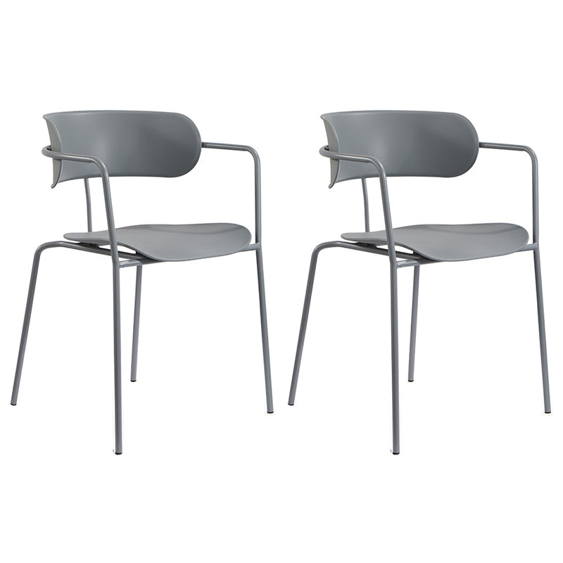 Contemporary Metal Dining Room Chairs Open Back Dining Side Arm Chair for Home Use Grey 2 Piece Set Clearhalo ' kitchen&dining_furn' 'Dining Chairs' 'Dining Tables & Seating' 'dining_chair' 'furn' 'furn_dining_chair' 'Furniture' 'furniture_dining_chair' 'Kitchen & Dining Furniture' 'kitchen' 3853926