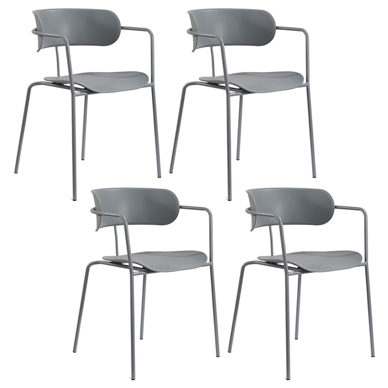 Contemporary Metal Dining Room Chairs Open Back Dining Side Arm Chair for Home Use Grey 4 Piece Set Clearhalo ' kitchen&dining_furn' 'Dining Chairs' 'Dining Tables & Seating' 'dining_chair' 'furn' 'furn_dining_chair' 'Furniture' 'furniture_dining_chair' 'Kitchen & Dining Furniture' 'kitchen' 3853929