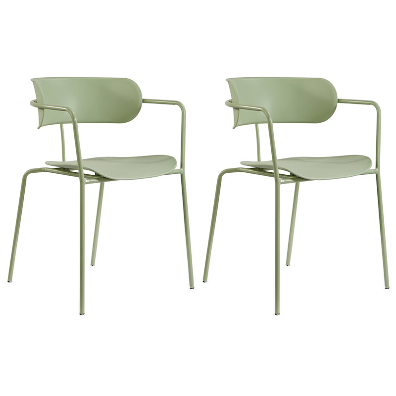 Contemporary Metal Dining Room Chairs Open Back Dining Side Arm Chair for Home Use Green 2 Piece Set Clearhalo ' kitchen&dining_furn' 'Dining Chairs' 'Dining Tables & Seating' 'dining_chair' 'furn' 'furn_dining_chair' 'Furniture' 'furniture_dining_chair' 'Kitchen & Dining Furniture' 'kitchen' 3853932
