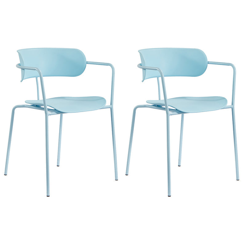 Contemporary Metal Dining Room Chairs Open Back Dining Side Arm Chair for Home Use Light Blue 2 Piece Set Clearhalo ' kitchen&dining_furn' 'Dining Chairs' 'Dining Tables & Seating' 'dining_chair' 'furn' 'furn_dining_chair' 'Furniture' 'furniture_dining_chair' 'Kitchen & Dining Furniture' 'kitchen' 3853935
