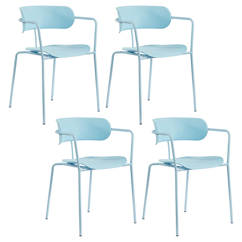 Contemporary Metal Dining Room Chairs Open Back Dining Side Arm Chair for Home Use Light Blue 4 Piece Set Clearhalo ' kitchen&dining_furn' 'Dining Chairs' 'Dining Tables & Seating' 'dining_chair' 'furn' 'furn_dining_chair' 'Furniture' 'furniture_dining_chair' 'Kitchen & Dining Furniture' 'kitchen' 3853936