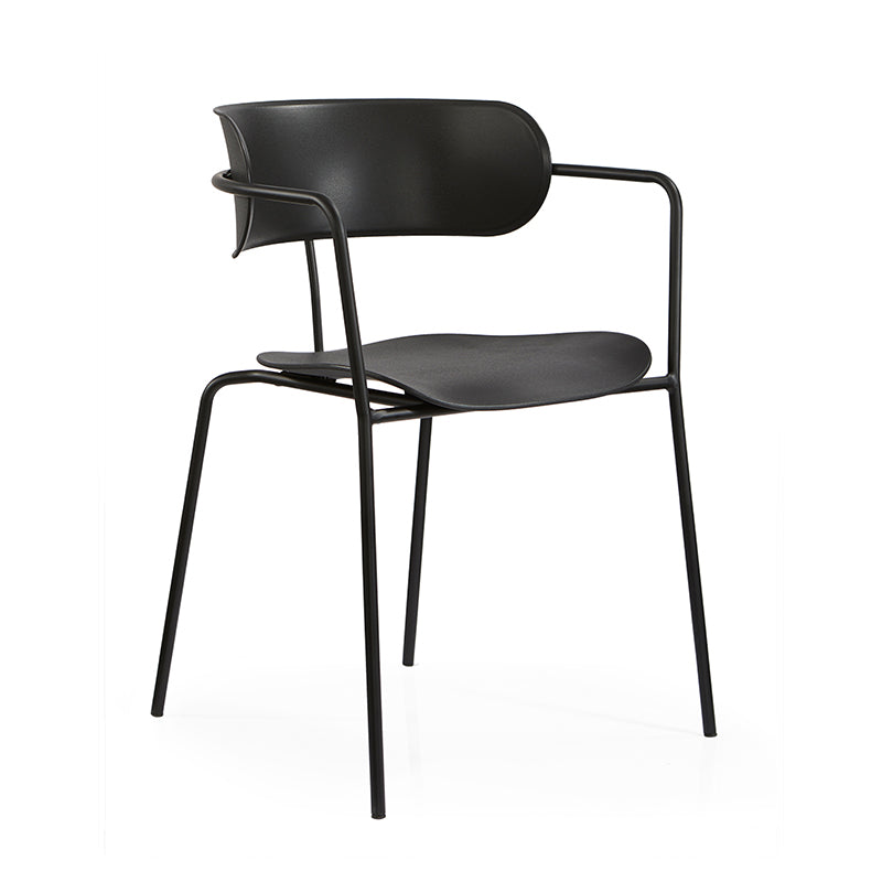 Contemporary Metal Dining Room Chairs Open Back Dining Side Arm Chair for Home Use Black 1 Piece Clearhalo ' kitchen&dining_furn' 'Dining Chairs' 'Dining Tables & Seating' 'dining_chair' 'furn' 'furn_dining_chair' 'Furniture' 'furniture_dining_chair' 'Kitchen & Dining Furniture' 'kitchen' 3853937