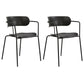 Contemporary Metal Dining Room Chairs Open Back Dining Side Arm Chair for Home Use Black 2 Piece Set Clearhalo ' kitchen&dining_furn' 'Dining Chairs' 'Dining Tables & Seating' 'dining_chair' 'furn' 'furn_dining_chair' 'Furniture' 'furniture_dining_chair' 'Kitchen & Dining Furniture' 'kitchen' 3853938
