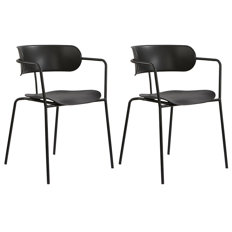 Contemporary Metal Dining Room Chairs Open Back Dining Side Arm Chair for Home Use Black 2 Piece Set Clearhalo ' kitchen&dining_furn' 'Dining Chairs' 'Dining Tables & Seating' 'dining_chair' 'furn' 'furn_dining_chair' 'Furniture' 'furniture_dining_chair' 'Kitchen & Dining Furniture' 'kitchen' 3853938