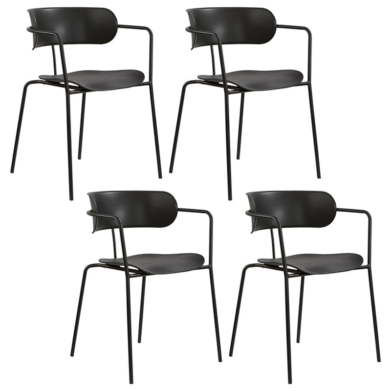 Contemporary Metal Dining Room Chairs Open Back Dining Side Arm Chair for Home Use Black 4 Piece Set Clearhalo ' kitchen&dining_furn' 'Dining Chairs' 'Dining Tables & Seating' 'dining_chair' 'furn' 'furn_dining_chair' 'Furniture' 'furniture_dining_chair' 'Kitchen & Dining Furniture' 'kitchen' 3853939