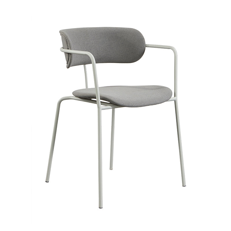 Contemporary Metal Dining Room Chairs Open Back Dining Side Arm Chair for Home Use Light Gray 1 Piece Clearhalo ' kitchen&dining_furn' 'Dining Chairs' 'Dining Tables & Seating' 'dining_chair' 'furn' 'furn_dining_chair' 'Furniture' 'furniture_dining_chair' 'Kitchen & Dining Furniture' 'kitchen' 3853940