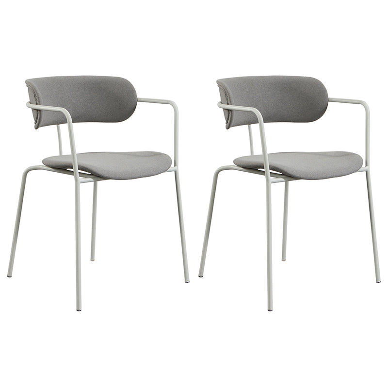 Contemporary Metal Dining Room Chairs Open Back Dining Side Arm Chair for Home Use Light Gray 2 Piece Set Clearhalo ' kitchen&dining_furn' 'Dining Chairs' 'Dining Tables & Seating' 'dining_chair' 'furn' 'furn_dining_chair' 'Furniture' 'furniture_dining_chair' 'Kitchen & Dining Furniture' 'kitchen' 3853941
