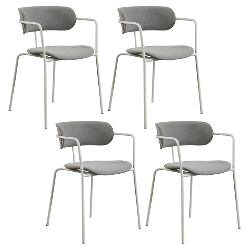 Contemporary Metal Dining Room Chairs Open Back Dining Side Arm Chair for Home Use Light Gray 4 Piece Set Clearhalo ' kitchen&dining_furn' 'Dining Chairs' 'Dining Tables & Seating' 'dining_chair' 'furn' 'furn_dining_chair' 'Furniture' 'furniture_dining_chair' 'Kitchen & Dining Furniture' 'kitchen' 3853942