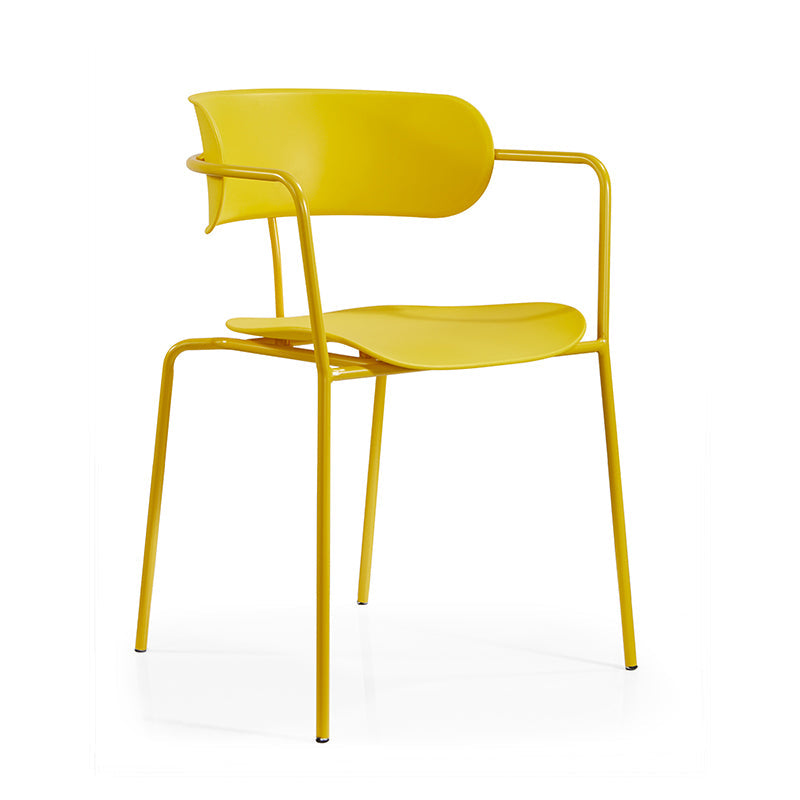 Contemporary Metal Dining Room Chairs Open Back Dining Side Arm Chair for Home Use Yellow 1 Piece Clearhalo ' kitchen&dining_furn' 'Dining Chairs' 'Dining Tables & Seating' 'dining_chair' 'furn' 'furn_dining_chair' 'Furniture' 'furniture_dining_chair' 'Kitchen & Dining Furniture' 'kitchen' 3853943
