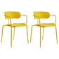 Contemporary Metal Dining Room Chairs Open Back Dining Side Arm Chair for Home Use Yellow 2 Piece Set Clearhalo ' kitchen&dining_furn' 'Dining Chairs' 'Dining Tables & Seating' 'dining_chair' 'furn' 'furn_dining_chair' 'Furniture' 'furniture_dining_chair' 'Kitchen & Dining Furniture' 'kitchen' 3853944