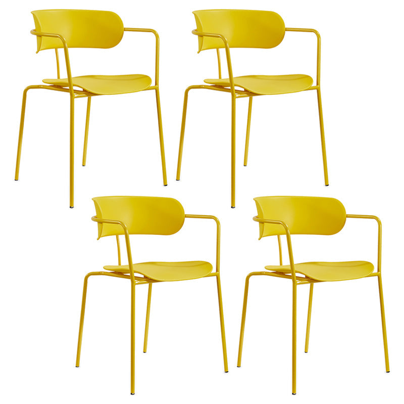 Contemporary Metal Dining Room Chairs Open Back Dining Side Arm Chair for Home Use Yellow 4 Piece Set Clearhalo ' kitchen&dining_furn' 'Dining Chairs' 'Dining Tables & Seating' 'dining_chair' 'furn' 'furn_dining_chair' 'Furniture' 'furniture_dining_chair' 'Kitchen & Dining Furniture' 'kitchen' 3853945