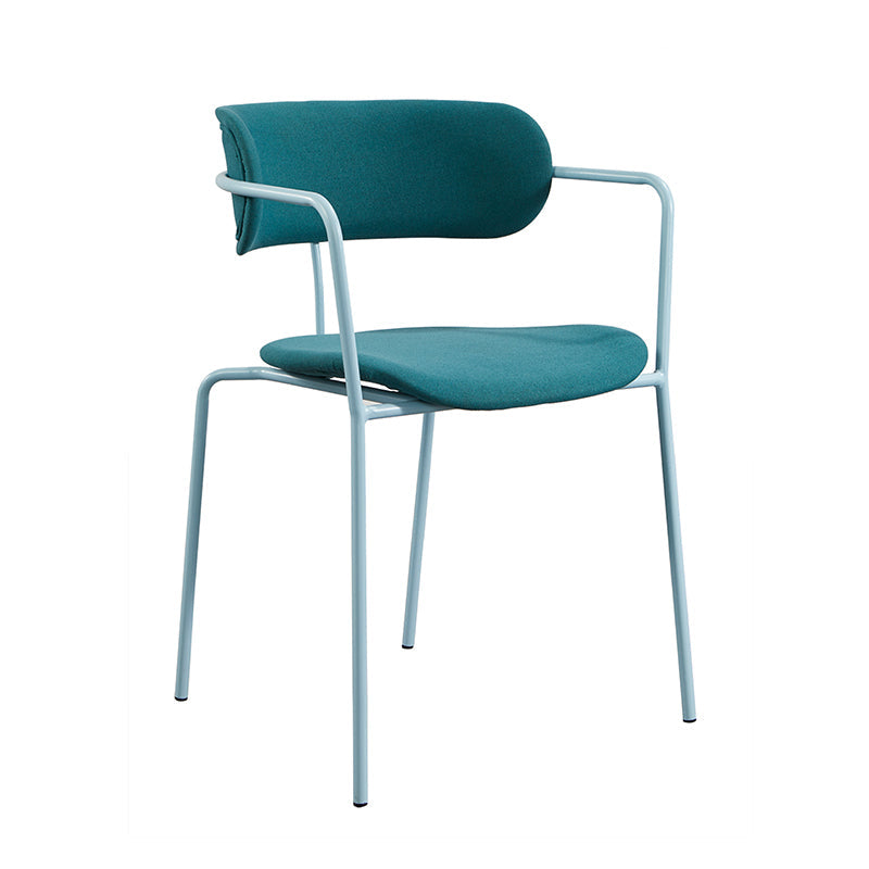 Contemporary Metal Dining Room Chairs Open Back Dining Side Arm Chair for Home Use Lake Blue 1 Piece Clearhalo ' kitchen&dining_furn' 'Dining Chairs' 'Dining Tables & Seating' 'dining_chair' 'furn' 'furn_dining_chair' 'Furniture' 'furniture_dining_chair' 'Kitchen & Dining Furniture' 'kitchen' 3853946