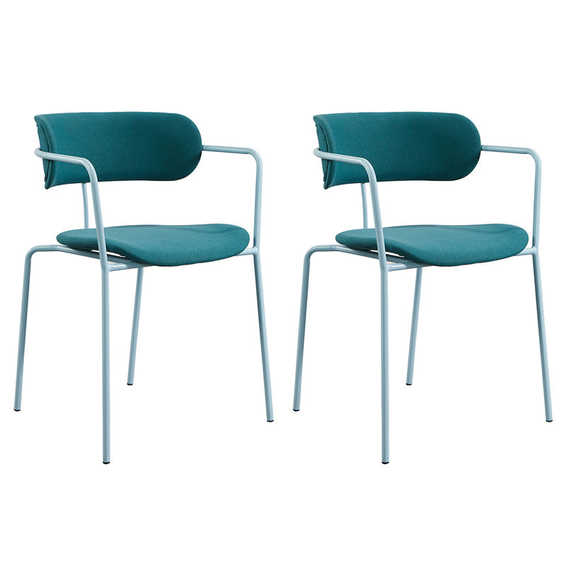 Contemporary Metal Dining Room Chairs Open Back Dining Side Arm Chair for Home Use Lake Blue 2 Piece Set Clearhalo ' kitchen&dining_furn' 'Dining Chairs' 'Dining Tables & Seating' 'dining_chair' 'furn' 'furn_dining_chair' 'Furniture' 'furniture_dining_chair' 'Kitchen & Dining Furniture' 'kitchen' 3853947