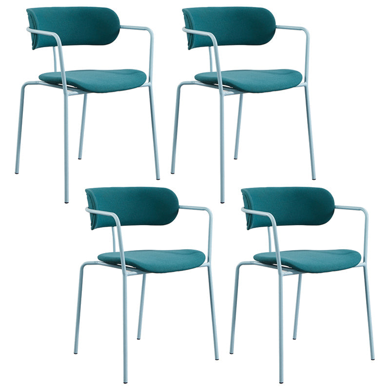 Contemporary Metal Dining Room Chairs Open Back Dining Side Arm Chair for Home Use Lake Blue 4 Piece Set Clearhalo ' kitchen&dining_furn' 'Dining Chairs' 'Dining Tables & Seating' 'dining_chair' 'furn' 'furn_dining_chair' 'Furniture' 'furniture_dining_chair' 'Kitchen & Dining Furniture' 'kitchen' 3853948