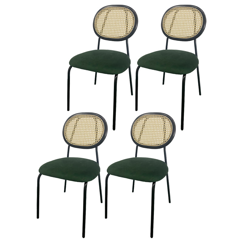 Open Back Armless Dining Chairs Upholstered Side Chair with Metal Legs Green 4 Piece Set Clearhalo ' kitchen&dining_furn' 'Dining Chairs' 'Dining Tables & Seating' 'dining_chair' 'furn' 'furn_dining_chair' 'Furniture' 'furniture_dining_chair' 'Kitchen & Dining Furniture' 'kitchen' 3853954