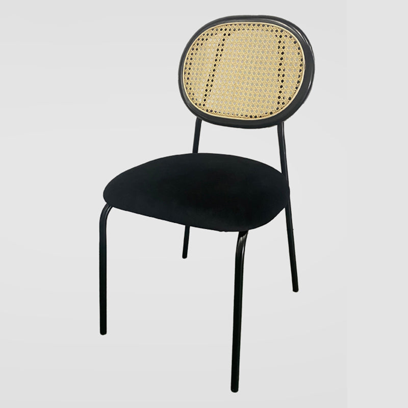 Open Back Armless Dining Chairs Upholstered Side Chair with Metal Legs Black 1 Piece Clearhalo ' kitchen&dining_furn' 'Dining Chairs' 'Dining Tables & Seating' 'dining_chair' 'furn' 'furn_dining_chair' 'Furniture' 'furniture_dining_chair' 'Kitchen & Dining Furniture' 'kitchen' 3853961