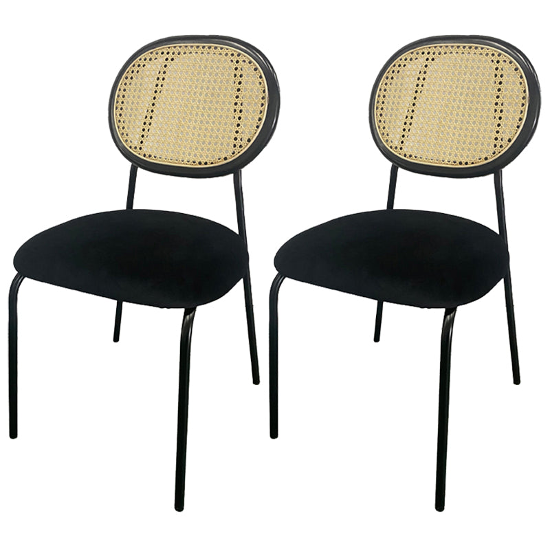 Open Back Armless Dining Chairs Upholstered Side Chair with Metal Legs Black 2 Piece Set Clearhalo ' kitchen&dining_furn' 'Dining Chairs' 'Dining Tables & Seating' 'dining_chair' 'furn' 'furn_dining_chair' 'Furniture' 'furniture_dining_chair' 'Kitchen & Dining Furniture' 'kitchen' 3853963