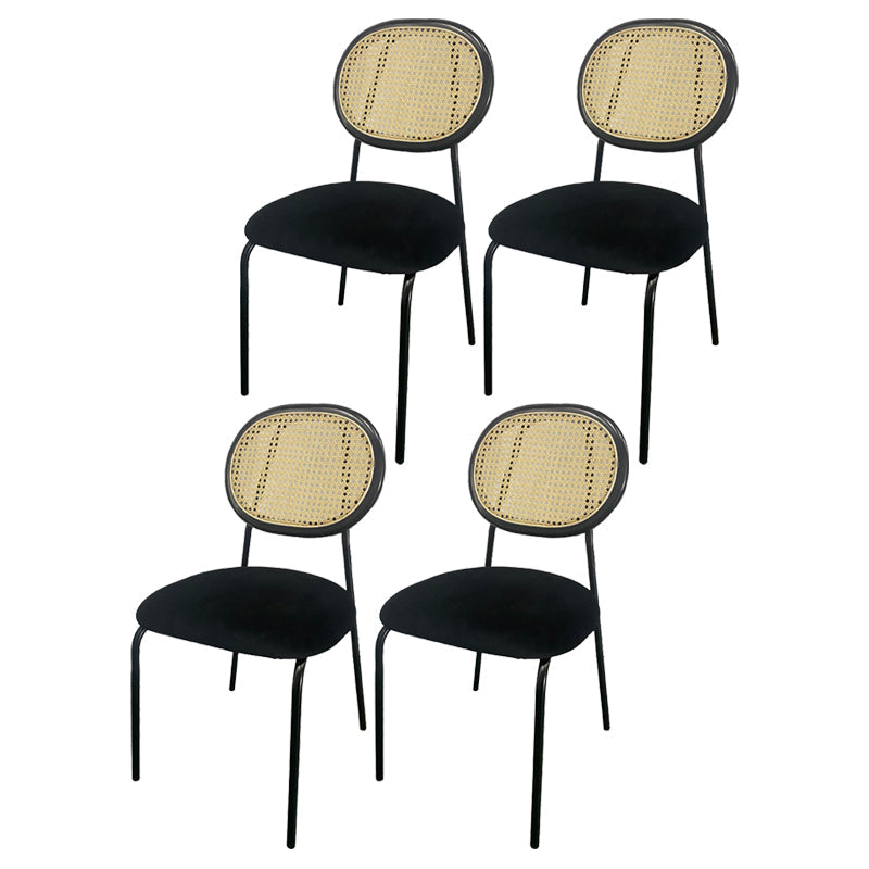 Open Back Armless Dining Chairs Upholstered Side Chair with Metal Legs Black 4 Piece Set Clearhalo ' kitchen&dining_furn' 'Dining Chairs' 'Dining Tables & Seating' 'dining_chair' 'furn' 'furn_dining_chair' 'Furniture' 'furniture_dining_chair' 'Kitchen & Dining Furniture' 'kitchen' 3853966