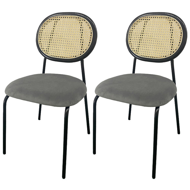 Open Back Armless Dining Chairs Upholstered Side Chair with Metal Legs Grey 2 Piece Set Clearhalo ' kitchen&dining_furn' 'Dining Chairs' 'Dining Tables & Seating' 'dining_chair' 'furn' 'furn_dining_chair' 'Furniture' 'furniture_dining_chair' 'Kitchen & Dining Furniture' 'kitchen' 3853969