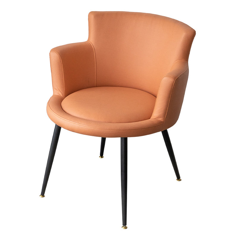Contemporary Style Upholstered Single Side Chair Solid Back Arm Dining Chair Orange Clearhalo ' kitchen&dining_furn' 'Dining Chairs' 'Dining Tables & Seating' 'dining_chair' 'furn' 'furn_dining_chair' 'Furniture' 'furniture_dining_chair' 'Kitchen & Dining Furniture' 'kitchen' 3853975