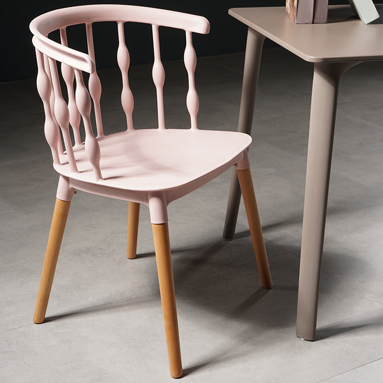 Contemporary Style Dining Room Chairs Plastic Armless Chairs with Wooden Legs Clearhalo ' kitchen&dining_furn' 'Dining Chairs' 'Dining Tables & Seating' 'dining_chair' 'furn' 'furn_dining_chair' 'Furniture' 'furniture_dining_chair' 'Kitchen & Dining Furniture' 'kitchen' 3853990