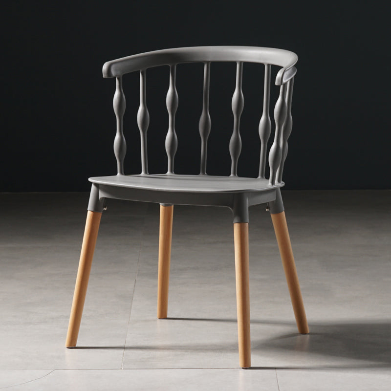 Contemporary Style Dining Room Chairs Plastic Armless Chairs with Wooden Legs Grey 1 Piece Clearhalo ' kitchen&dining_furn' 'Dining Chairs' 'Dining Tables & Seating' 'dining_chair' 'furn' 'furn_dining_chair' 'Furniture' 'furniture_dining_chair' 'Kitchen & Dining Furniture' 'kitchen' 3853991