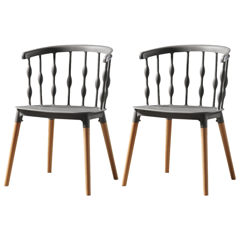 Contemporary Style Dining Room Chairs Plastic Armless Chairs with Wooden Legs Grey 2 Piece Set Clearhalo ' kitchen&dining_furn' 'Dining Chairs' 'Dining Tables & Seating' 'dining_chair' 'furn' 'furn_dining_chair' 'Furniture' 'furniture_dining_chair' 'Kitchen & Dining Furniture' 'kitchen' 3853993