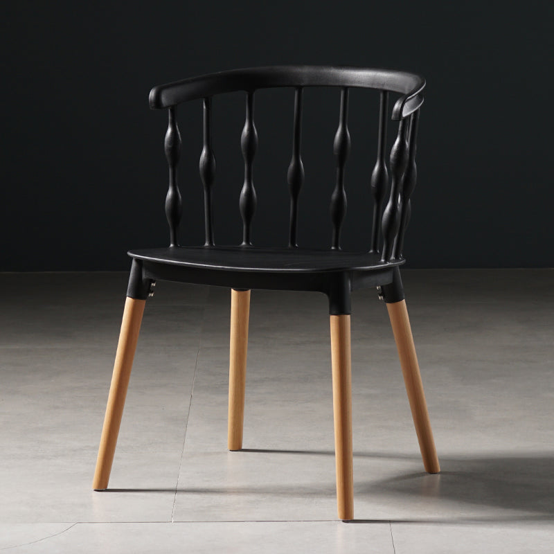 Contemporary Style Dining Room Chairs Plastic Armless Chairs with Wooden Legs Black 1 Piece Clearhalo ' kitchen&dining_furn' 'Dining Chairs' 'Dining Tables & Seating' 'dining_chair' 'furn' 'furn_dining_chair' 'Furniture' 'furniture_dining_chair' 'Kitchen & Dining Furniture' 'kitchen' 3853996