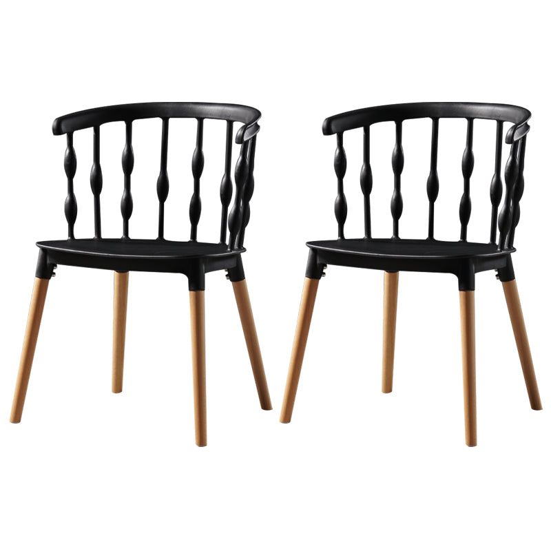 Contemporary Style Dining Room Chairs Plastic Armless Chairs with Wooden Legs Black 2 Piece Set Clearhalo ' kitchen&dining_furn' 'Dining Chairs' 'Dining Tables & Seating' 'dining_chair' 'furn' 'furn_dining_chair' 'Furniture' 'furniture_dining_chair' 'Kitchen & Dining Furniture' 'kitchen' 3853998