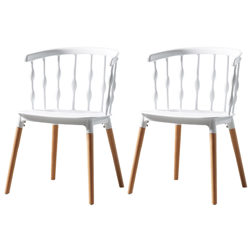 Contemporary Style Dining Room Chairs Plastic Armless Chairs with Wooden Legs White 2 Piece Set Clearhalo ' kitchen&dining_furn' 'Dining Chairs' 'Dining Tables & Seating' 'dining_chair' 'furn' 'furn_dining_chair' 'Furniture' 'furniture_dining_chair' 'Kitchen & Dining Furniture' 'kitchen' 3854004