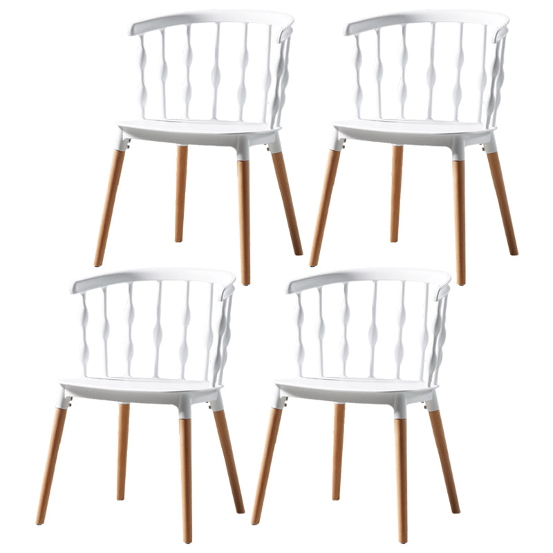 Contemporary Style Dining Room Chairs Plastic Armless Chairs with Wooden Legs White 4 Piece Set Clearhalo ' kitchen&dining_furn' 'Dining Chairs' 'Dining Tables & Seating' 'dining_chair' 'furn' 'furn_dining_chair' 'Furniture' 'furniture_dining_chair' 'Kitchen & Dining Furniture' 'kitchen' 3854006