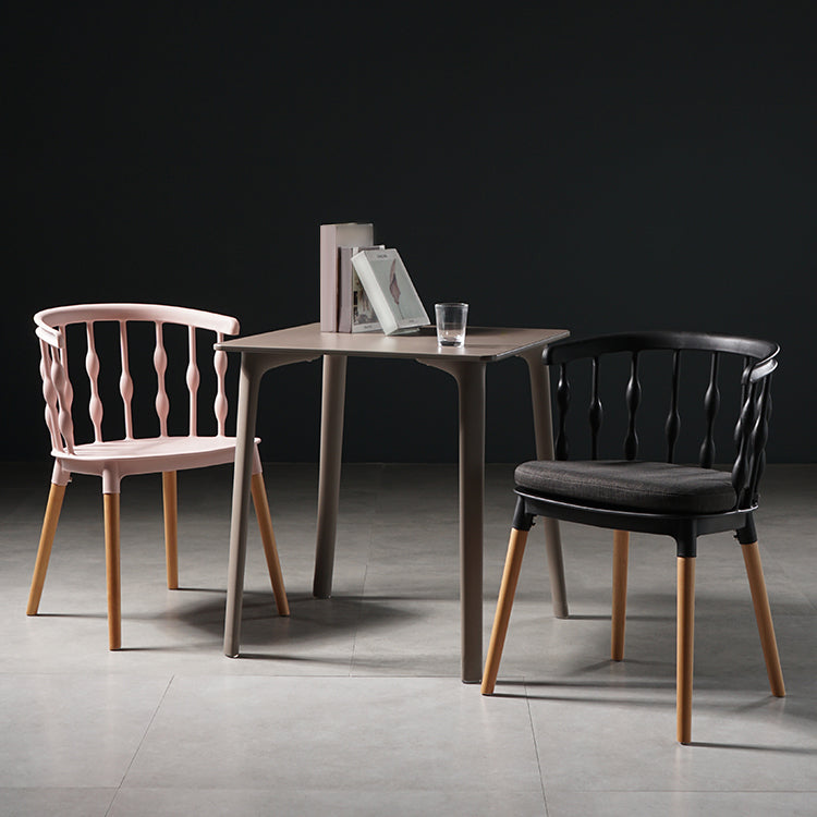 Contemporary Style Dining Room Chairs Plastic Armless Chairs with Wooden Legs Clearhalo ' kitchen&dining_furn' 'Dining Chairs' 'Dining Tables & Seating' 'dining_chair' 'furn' 'furn_dining_chair' 'Furniture' 'furniture_dining_chair' 'Kitchen & Dining Furniture' 'kitchen' 3854007