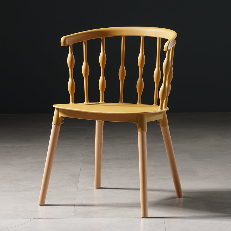 Contemporary Style Dining Room Chairs Plastic Armless Chairs with Wooden Legs Ginger 1 Piece Clearhalo ' kitchen&dining_furn' 'Dining Chairs' 'Dining Tables & Seating' 'dining_chair' 'furn' 'furn_dining_chair' 'Furniture' 'furniture_dining_chair' 'Kitchen & Dining Furniture' 'kitchen' 3854009