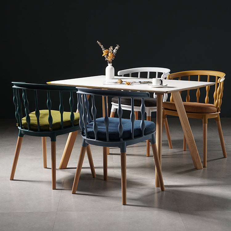 Contemporary Style Dining Room Chairs Plastic Armless Chairs with Wooden Legs Clearhalo ' kitchen&dining_furn' 'Dining Chairs' 'Dining Tables & Seating' 'dining_chair' 'furn' 'furn_dining_chair' 'Furniture' 'furniture_dining_chair' 'Kitchen & Dining Furniture' 'kitchen' 3854010