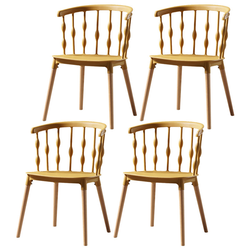 Contemporary Style Dining Room Chairs Plastic Armless Chairs with Wooden Legs Ginger 4 Piece Set Clearhalo ' kitchen&dining_furn' 'Dining Chairs' 'Dining Tables & Seating' 'dining_chair' 'furn' 'furn_dining_chair' 'Furniture' 'furniture_dining_chair' 'Kitchen & Dining Furniture' 'kitchen' 3854012