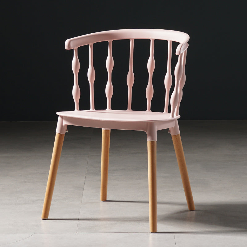 Contemporary Style Dining Room Chairs Plastic Armless Chairs with Wooden Legs Rose Bloom 1 Piece Clearhalo ' kitchen&dining_furn' 'Dining Chairs' 'Dining Tables & Seating' 'dining_chair' 'furn' 'furn_dining_chair' 'Furniture' 'furniture_dining_chair' 'Kitchen & Dining Furniture' 'kitchen' 3854013