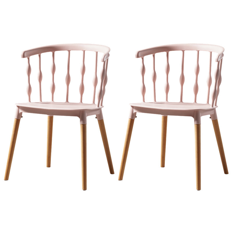 Contemporary Style Dining Room Chairs Plastic Armless Chairs with Wooden Legs Rose Bloom 2 Piece Set Clearhalo ' kitchen&dining_furn' 'Dining Chairs' 'Dining Tables & Seating' 'dining_chair' 'furn' 'furn_dining_chair' 'Furniture' 'furniture_dining_chair' 'Kitchen & Dining Furniture' 'kitchen' 3854014