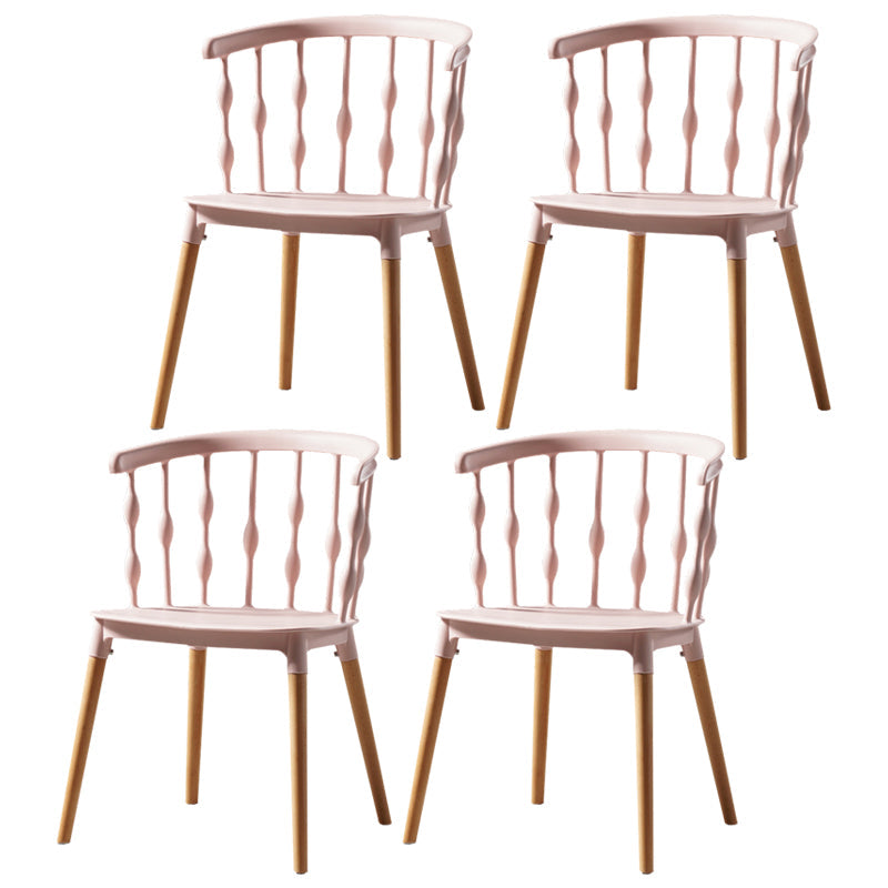 Contemporary Style Dining Room Chairs Plastic Armless Chairs with Wooden Legs Rose Bloom 4 Piece Set Clearhalo ' kitchen&dining_furn' 'Dining Chairs' 'Dining Tables & Seating' 'dining_chair' 'furn' 'furn_dining_chair' 'Furniture' 'furniture_dining_chair' 'Kitchen & Dining Furniture' 'kitchen' 3854015