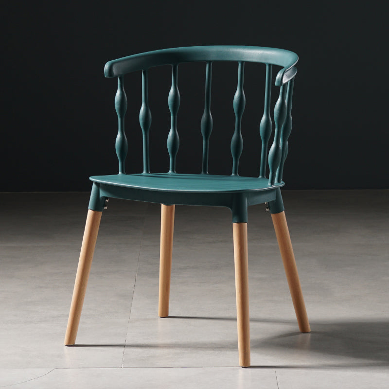 Contemporary Style Dining Room Chairs Plastic Armless Chairs with Wooden Legs Navy 1 Piece Clearhalo ' kitchen&dining_furn' 'Dining Chairs' 'Dining Tables & Seating' 'dining_chair' 'furn' 'furn_dining_chair' 'Furniture' 'furniture_dining_chair' 'Kitchen & Dining Furniture' 'kitchen' 3854016